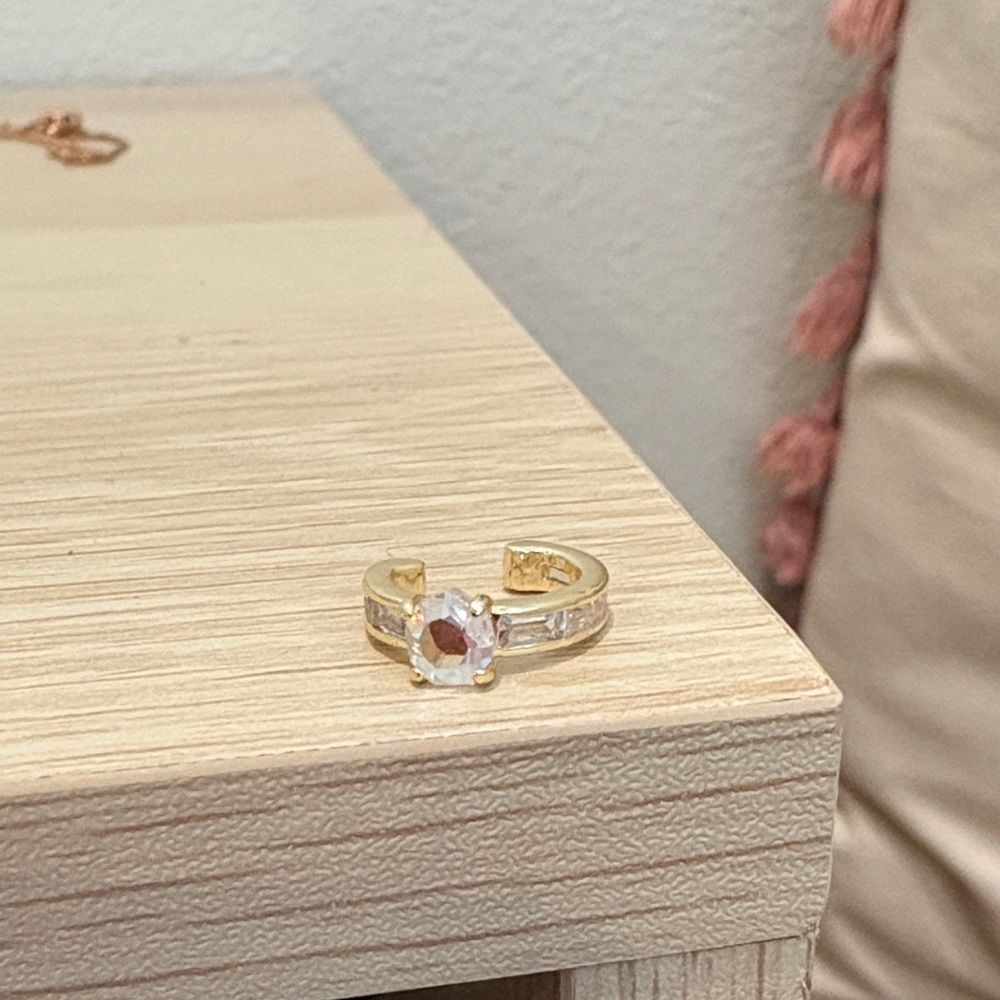 Gold-Tone Pink Crystal Open Band Ring - Women's Jewelry